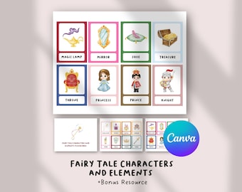 Fairy Tale Characters and Elements Flashcards | Story Writing & Reading Activity | Literacy Center Printable for Kids