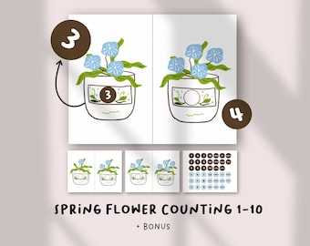 Flower Counting 1-10 Activity | Spring Math Printable for Preschool & Kindergarten | Number Recognition and Fine Motor Skills