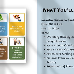 Narrative Discussion Cards for Kids | Storytelling Prompts | Reading Comprehension & Writing Activities | ESL Speaking Cards Printable image 2