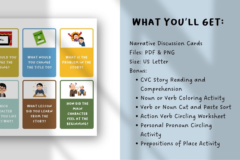 Narrative Discussion Cards for Kids | Storytelling Prompts | Reading Comprehension & Writing Activities | ESL Speaking Cards Printable image 2