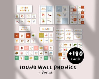 Sound Wall Phonics Karten & Poster | 280+ druckbare Phonik Karteikarten, Sound-Wanddekor für das Klassenzimmer, Phonem- und Grapheme-Unterricht