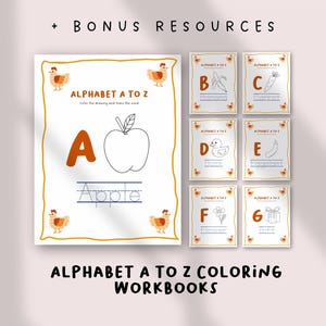 Libro para colorear del alfabeto de la A a la Z / Divertido seguimiento y reconocimiento de letras / Actividad fonética para preescolar y jardín de infantes / ABC para educación en casa