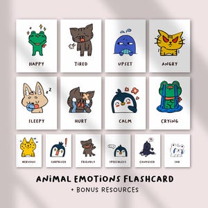 Animal Emotions Flashcards Printable | Feelings and Emotions Activity for Kids | SEL Tool for Home, Classroom, or Therapy | US Letter