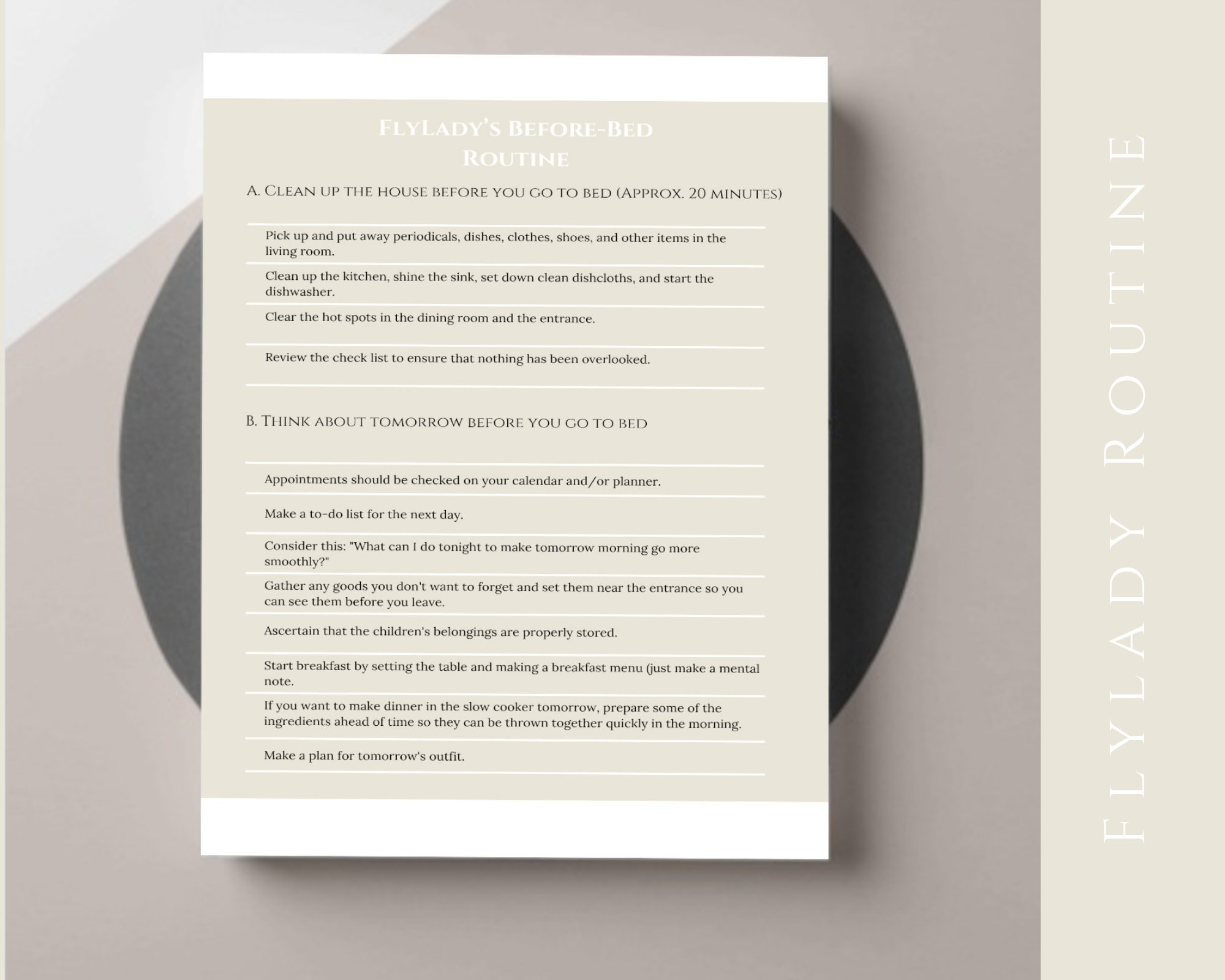 Editable Flyladys Routine : Before-bed Routine & Morning Routine - Etsy