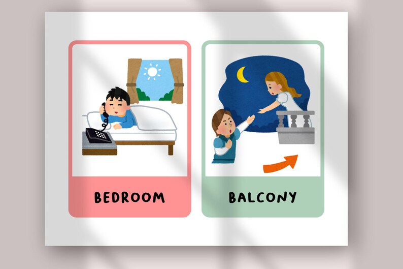House Rooms Flashcards | Parts of the House Vocabulary Cards | ESL ...