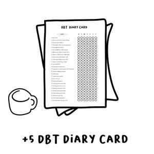 Pacote com 5+ cartões DBT | Diário de terapia comportamental dialética | Um presente para ele/ela