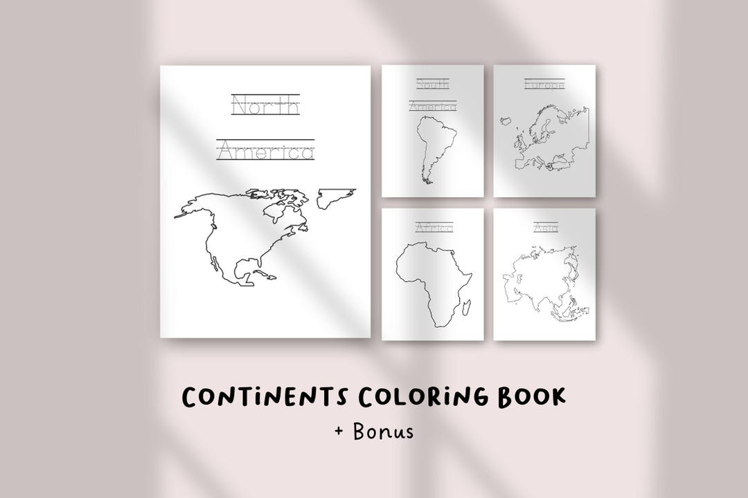 Continents Coloring Pages & Map Outlines | Montessori Geography ...
