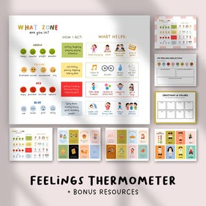 Stimmungskarte & Gefühle Thermometer Printable | Regulationskarte | Emotionaler Check-In | Calm Down Corner | Schulbegleiter Werkzeug SEL