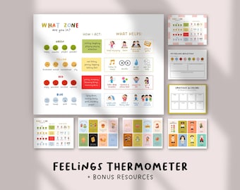 Mood Chart & Feelings Thermometer Printable | Regulation Chart | Emotional Check-In | Calm Down Corner | School Counselor Tool SEL