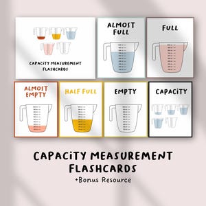 Capacity Measurement Flashcards | Math Measurement Activities for Kids | Volume & Capacity Printable | Homeschool Math Center