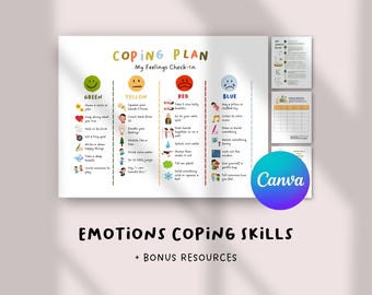 Editable Coping Skills for Kids Printable, Self-Regulation Zones & Calm Down Strategies, Grounding Techniques Chart, Calming Corner Behavior