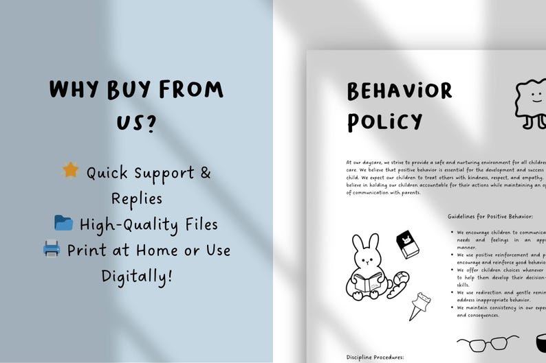 Daycare Behavior Policy Template | Editable Preschool Rules, Childcare ...