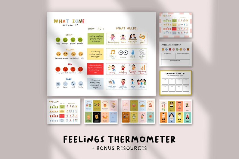 Mood Meter & Feelings Thermometer Printable | Zones of Regulation Chart ...