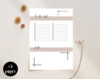 4 Pages Daily Planning : To Do List, Note, Today Goals and others