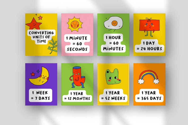 Converting Units of Time Flashcards | Time Conversion Printable ...