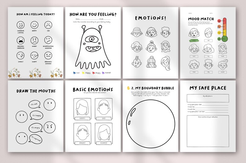 Art Therapy Worksheets for Kids | Emotional Expression Prompts | Social ...