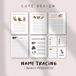 Bearbeitbares Arbeitsblatt zur Namensverfolgung | Personalisierte Schreibpraxis | Vorschule & Kindergarten Schreibschrift | Benutzerdefinierten Name lernen Printable
