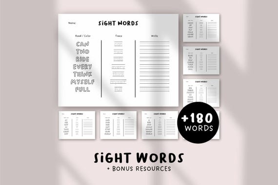 180+ Printable Sight Word Worksheets | Preschool to 1st Grade Literacy Activities | Kindergarten Spelling & Handwriting Practice Pages