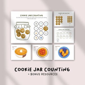 Cookie Jar Counting Game | Addition & Subtraction Busy Binder | Number Matching for Toddlers Preschool | Homeschool Math Activity Printable