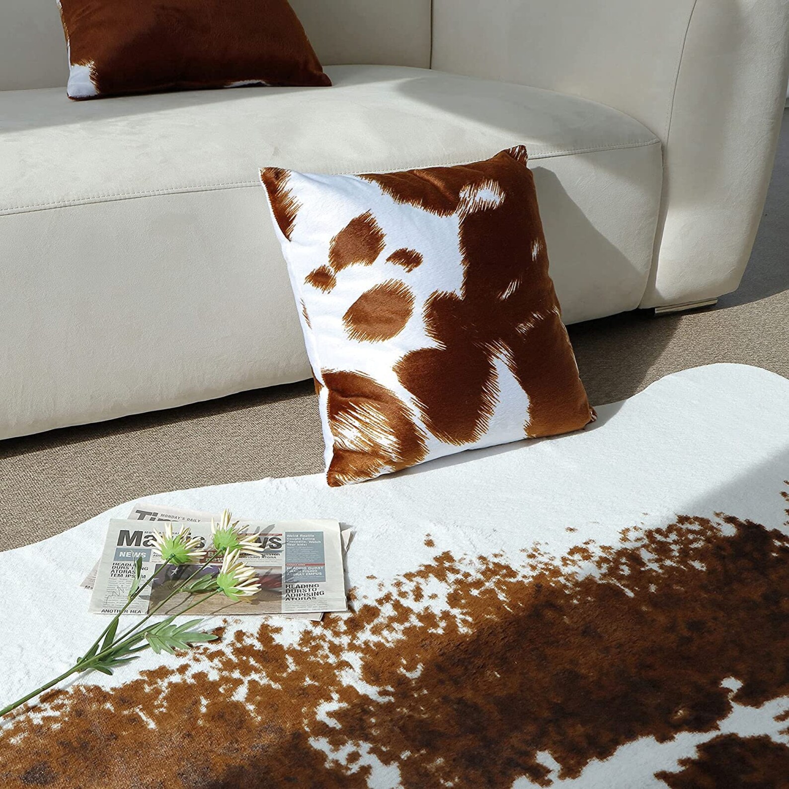 Cow Print Rug 4.6x6.6 Ft Faux Cowhide Decor Polyester Etsy
