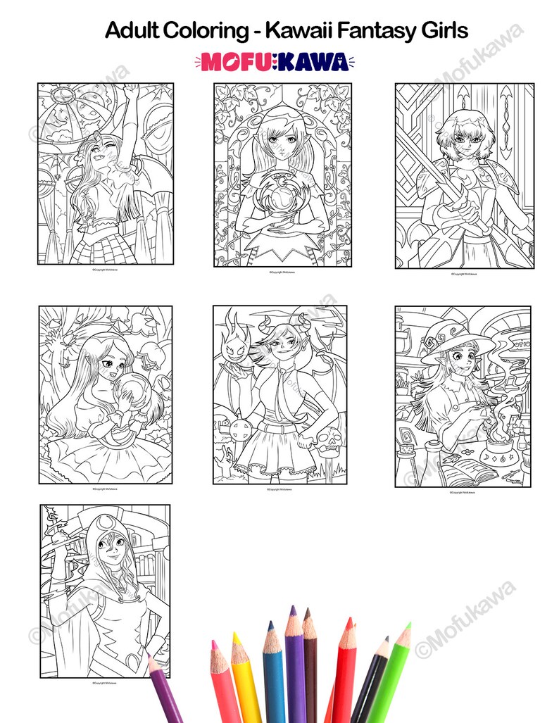 25 Coloring Pages Kawaii Adult Coloring Book Printable - Etsy