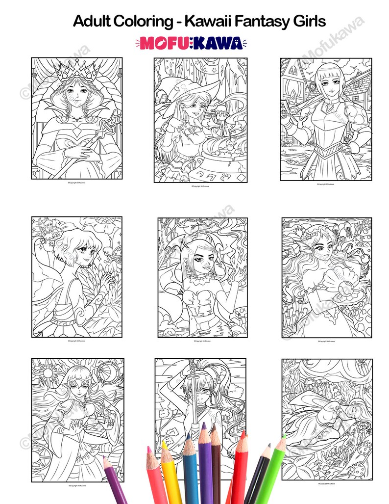 25 Coloring Pages Kawaii Adult Coloring Book Printable Etsy