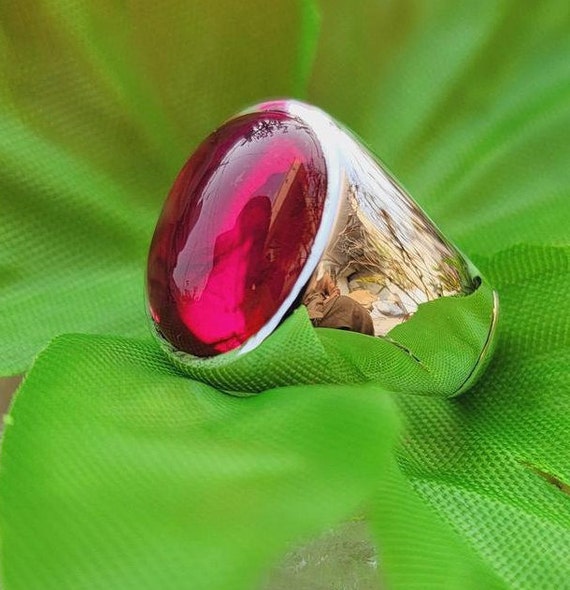 Ruby and green kundan adjustable ring