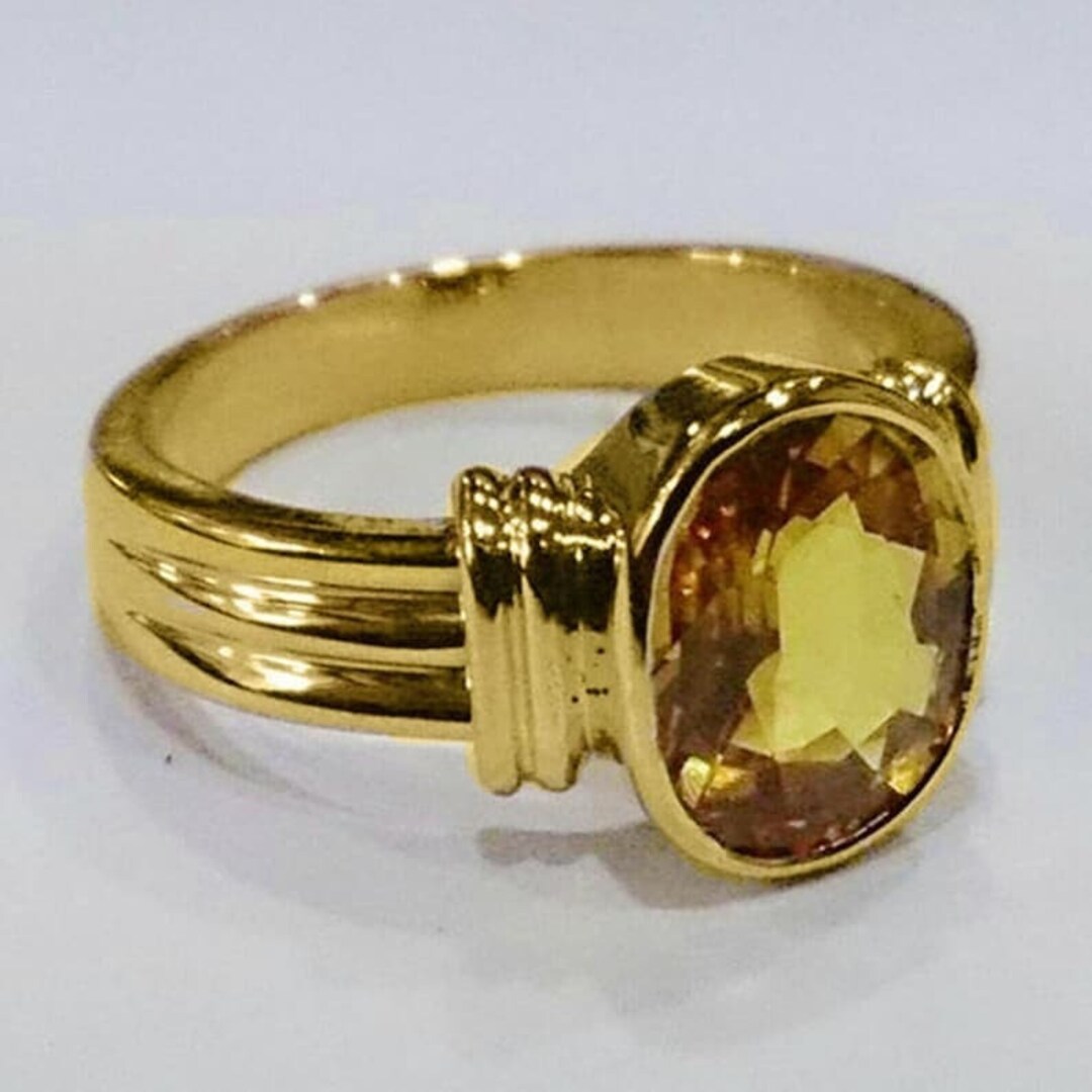 Natural Yellow Sapphire Ring astrological Purpose Ring Gold Etsy