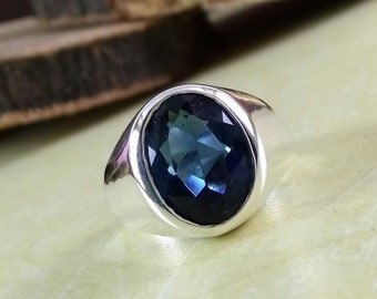 Blue Sapphire Certified Natural Rashi Ratan Astrological Purpose Ring In 925 Sterling Silver For Men & Women