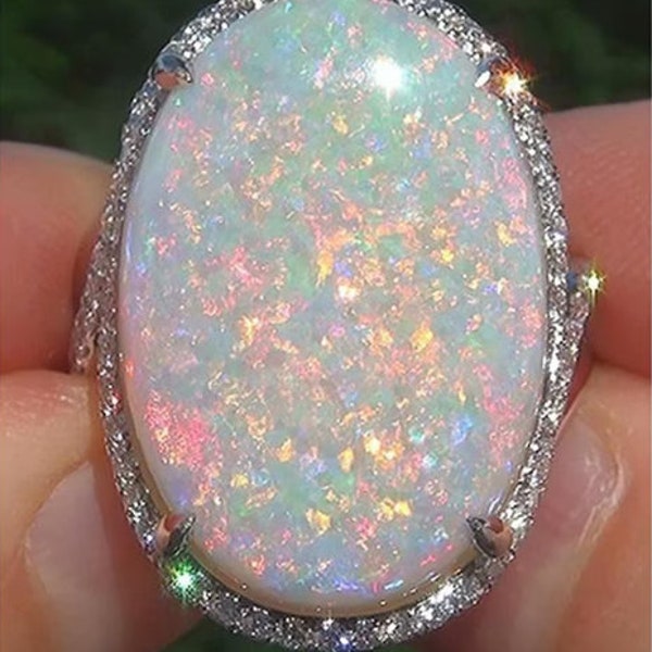 Opale de feu naturelle de qualité AAA + 9,00 carats, bague faite main en argent sterling 925 pour homme et femme, pierre de naissance d'octobre, bague en pierre naturelle