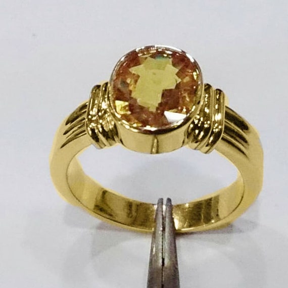 Natural Certified Yellow Sapphire Pukhraj Rashi Ring Ratan