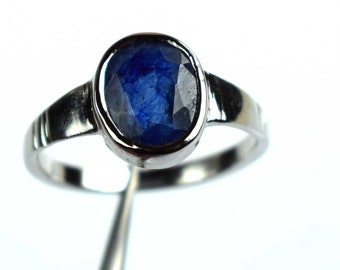 Natural Certified Blue Sapphire Rashi Ratan Astrological Purpose Ring In 925 Sterling Silver For Men & Women