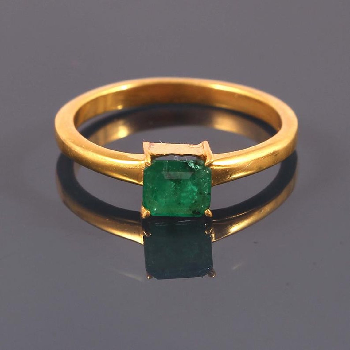 Colombian emerald ring 3.45ct emerald cut gemstone 925 | Etsy