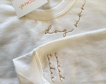 Dog mom embroidery | Custom dog name | Pet embroidery | Custom Pet name Crew neck | Pet owner shirt