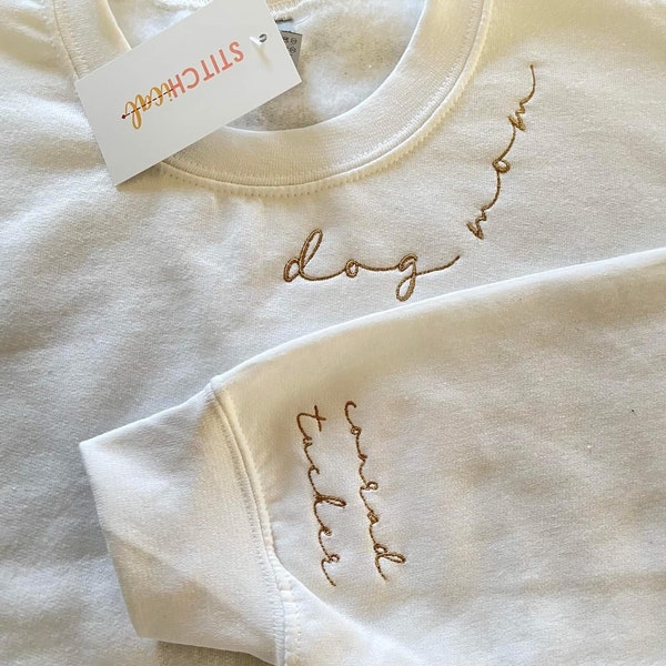 Dog mom embroidery | Custom dog name | Pet embroidery | Custom Pet name Crew neck | Pet owner shirt