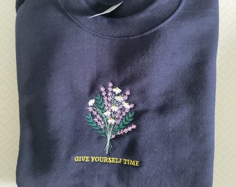 Quote Crewneck | Quote Flower Embroidery | Mental Health Crewneck | Mental health Embroidery | Flower Crewneck | Trendy Y2K Crewneck