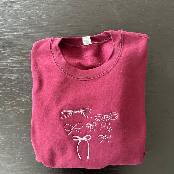 Coquette bow crewneck | Bow embroidery | Coquette shirt | Bow embroidered crewneck | Girly embroidery