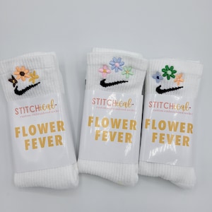 Floral Embroidery | Flower Socks | Custom Crew Socks For Women | Trendy Sock Embroidery
