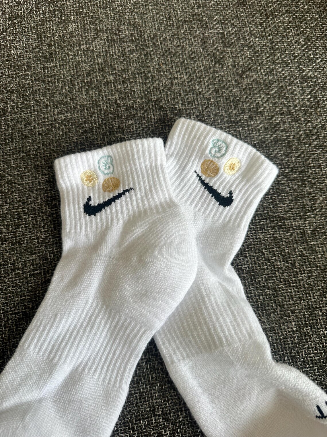 Seashells Embroidered Socks | Summer Beach Embroidered Socks ...