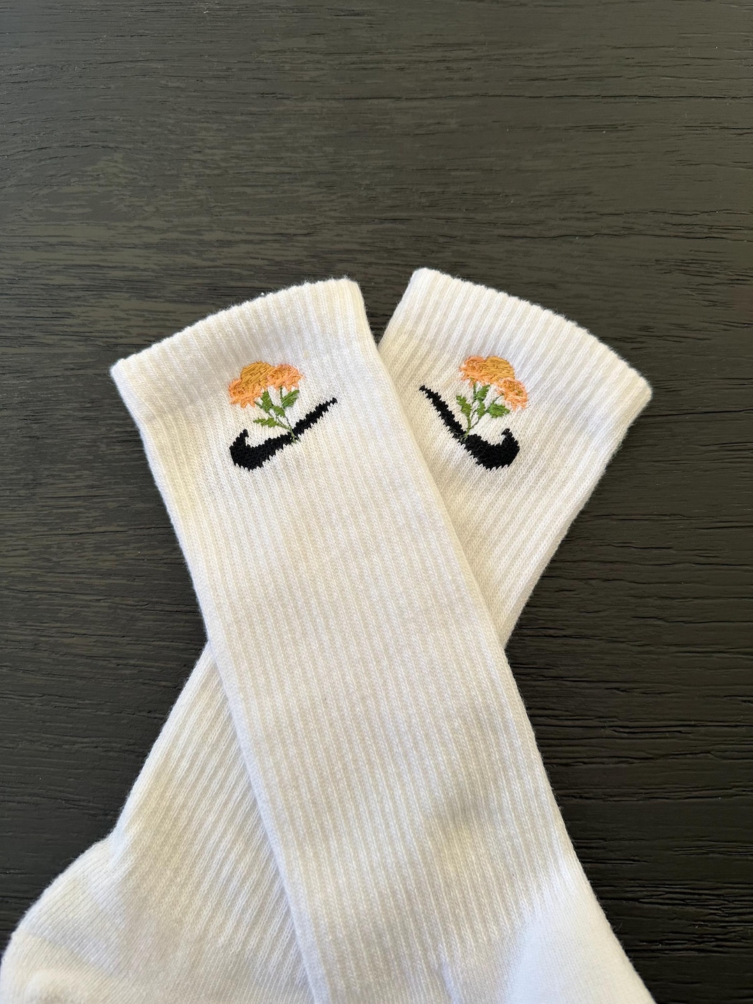 Floral Embroidery | Flower Socks | Custom Crew Socks for Women | Trendy ...
