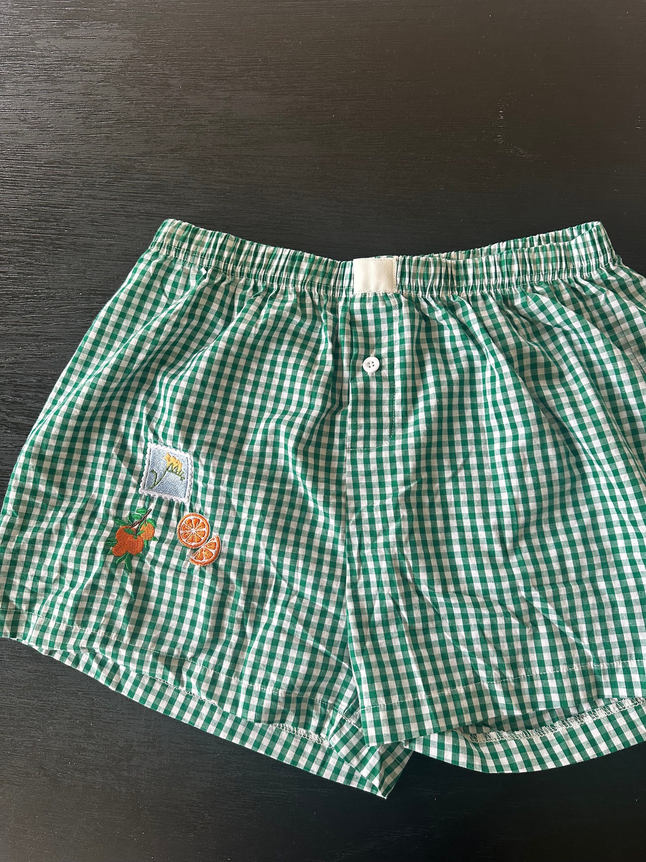 Citrus Orange Embroidery shorts | Summer collage boxer shorts | girly Y2K embroidery shorts | Girly shorts