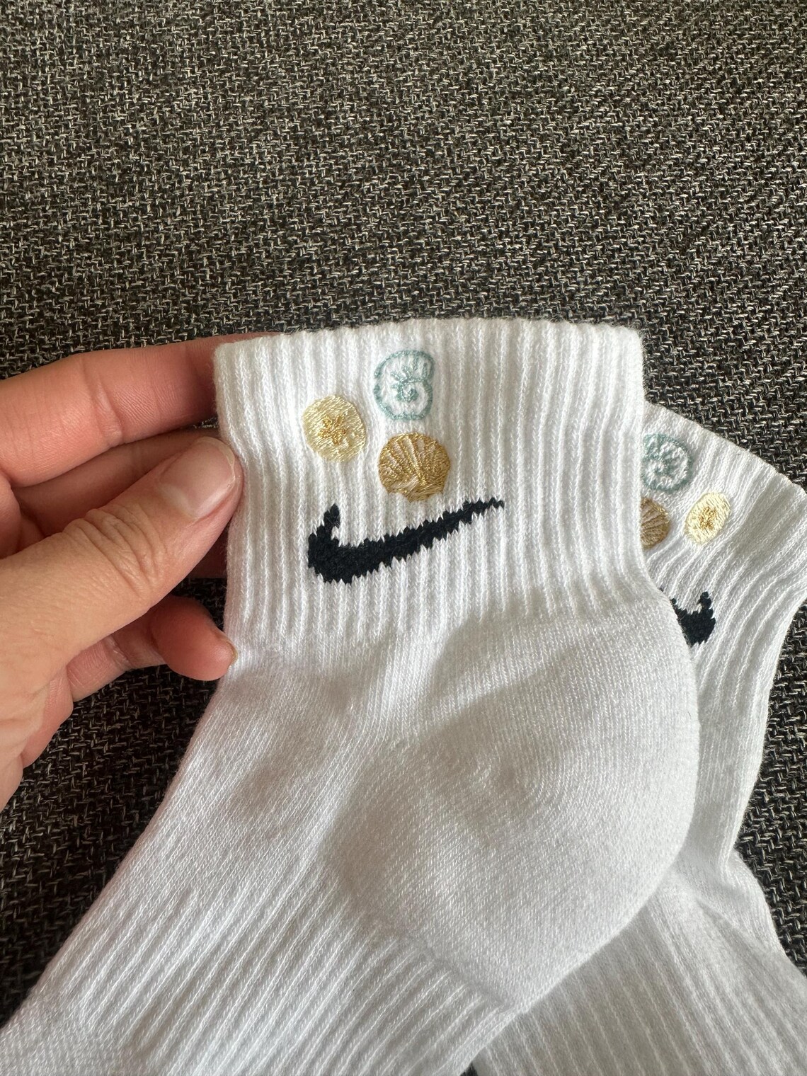 Seashells Embroidered Socks | Summer Beach Embroidered Socks ...