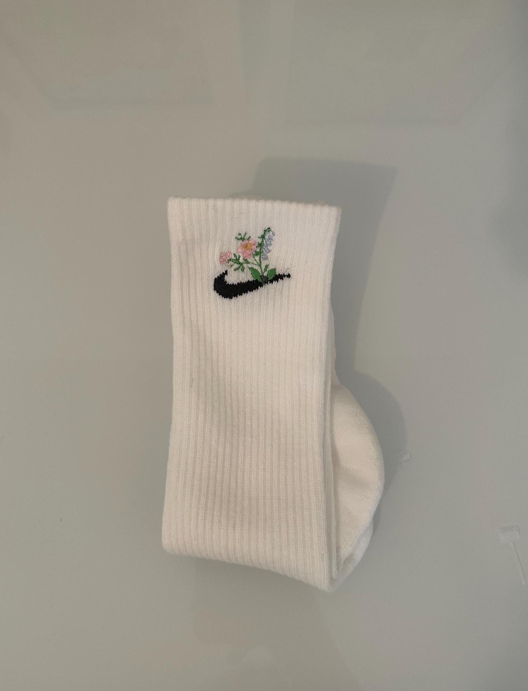 Spring Floral Embroidery | Flower Socks | Custom Crew Socks for Women ...