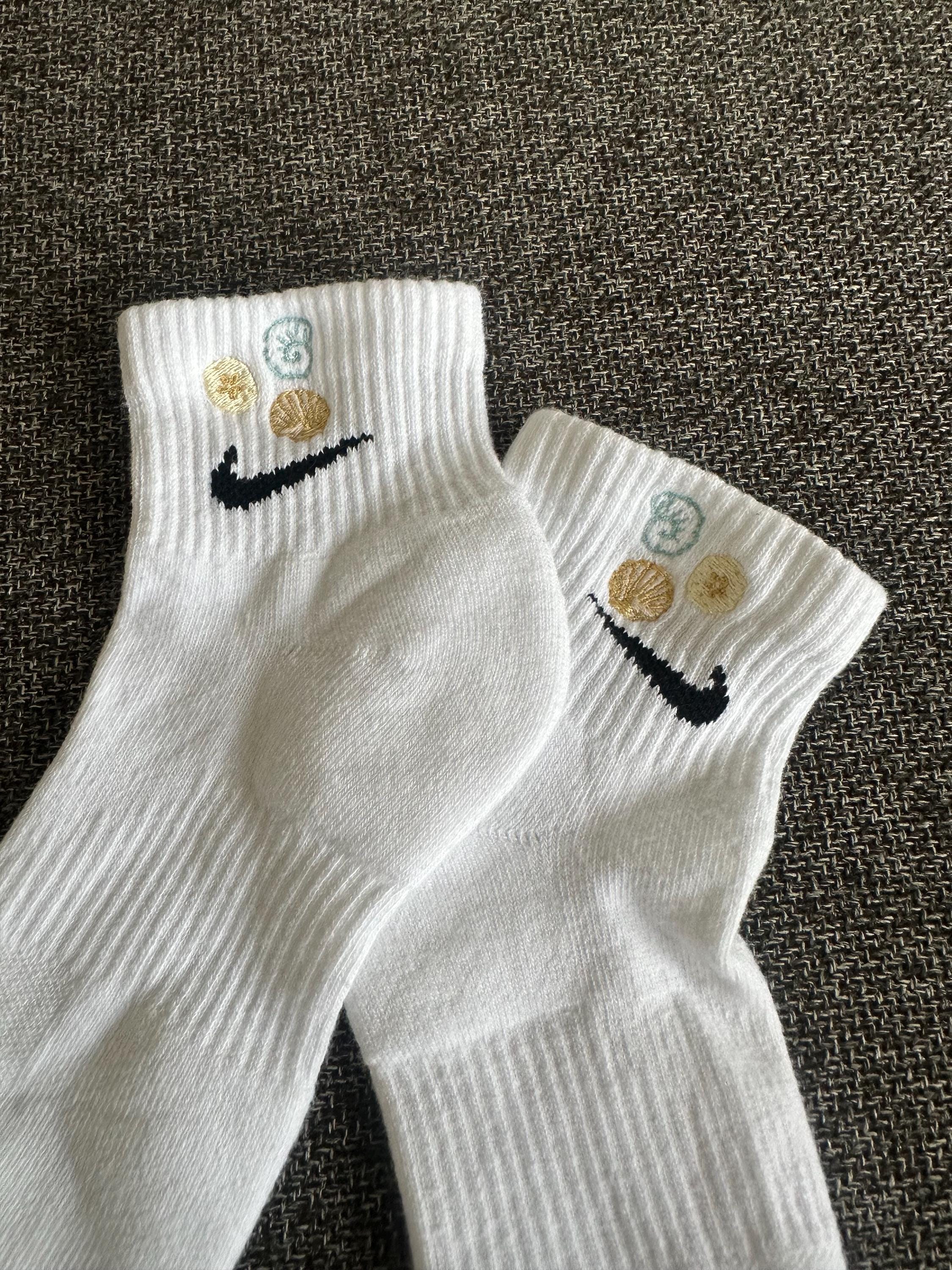 Seashells Embroidered Socks | Summer Beach Embroidered Socks ...