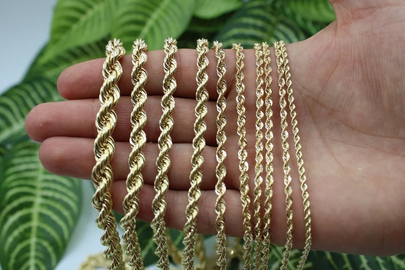 1MM to 8MM Handmade Gold Rope Chain Necklace in 14K Gold Etsy