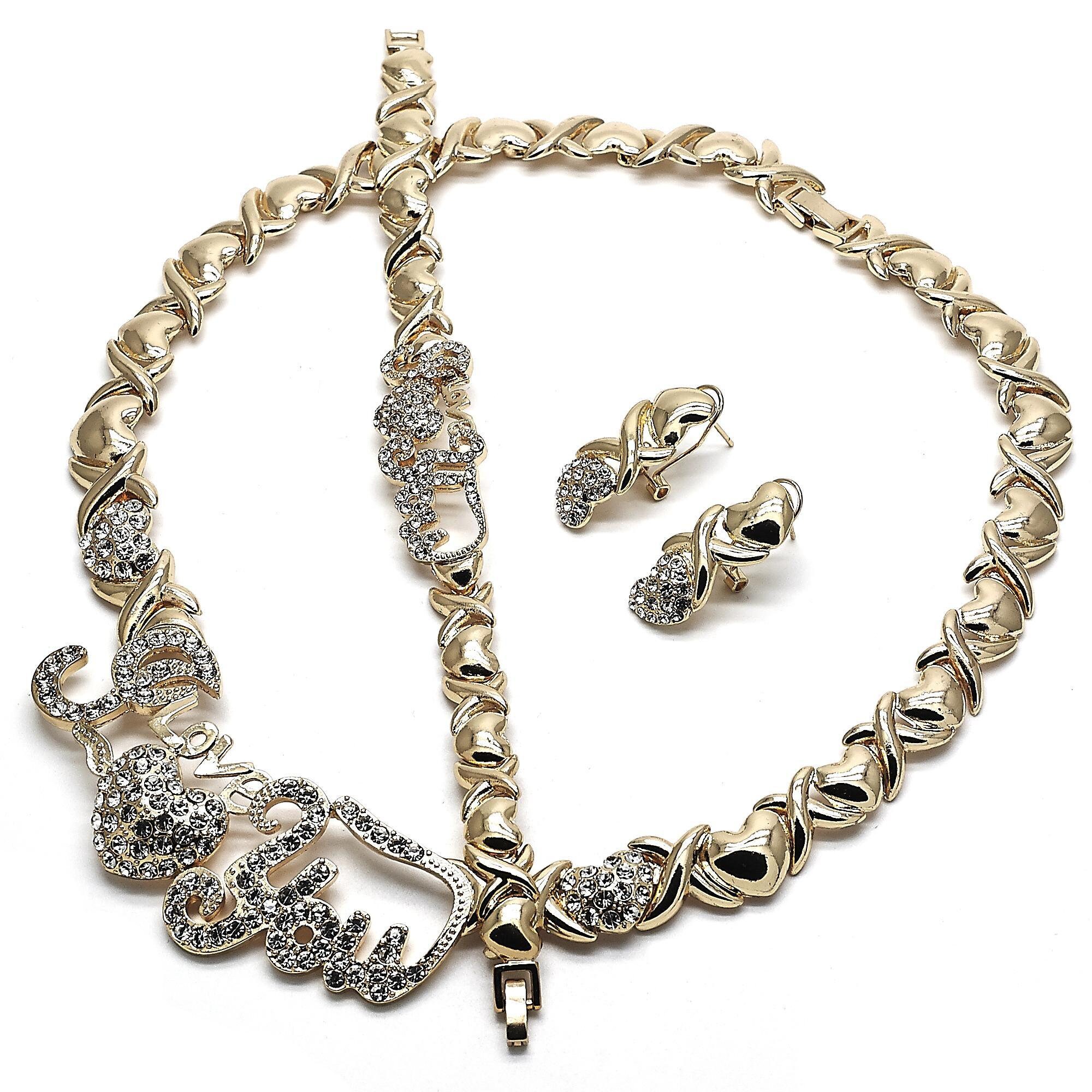 I love You XO Gold Layered Necklace set with Bracelet and Etsy