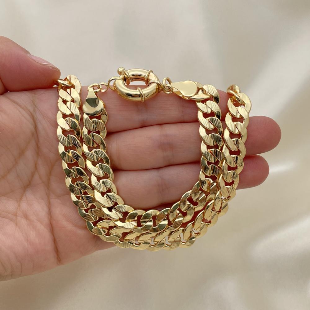 Gold Cuban Link HUGS and KISSES Gold Necklace Set | Gold Filled Statement Necklace Bracelet Set | XOXO Necklace Set | Gift For Your Diva