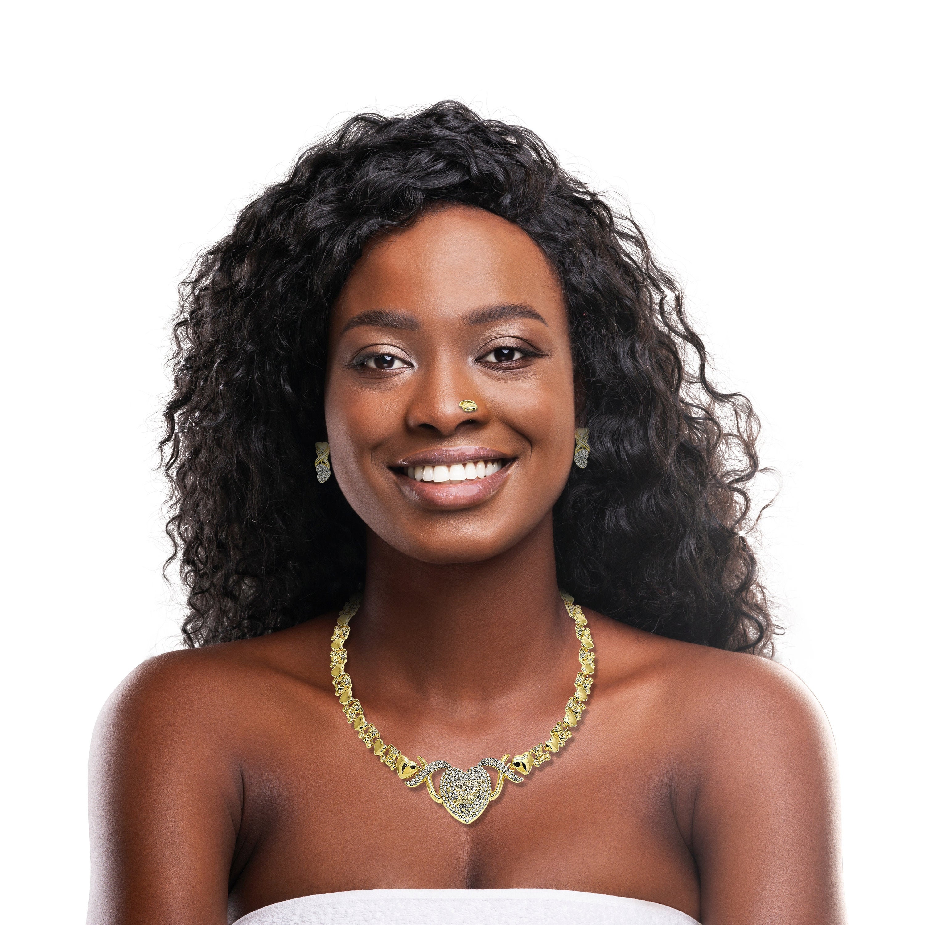 Gold Jewelry Set HUGS KISSES Gold Necklace 18K Gold Filled Etsy