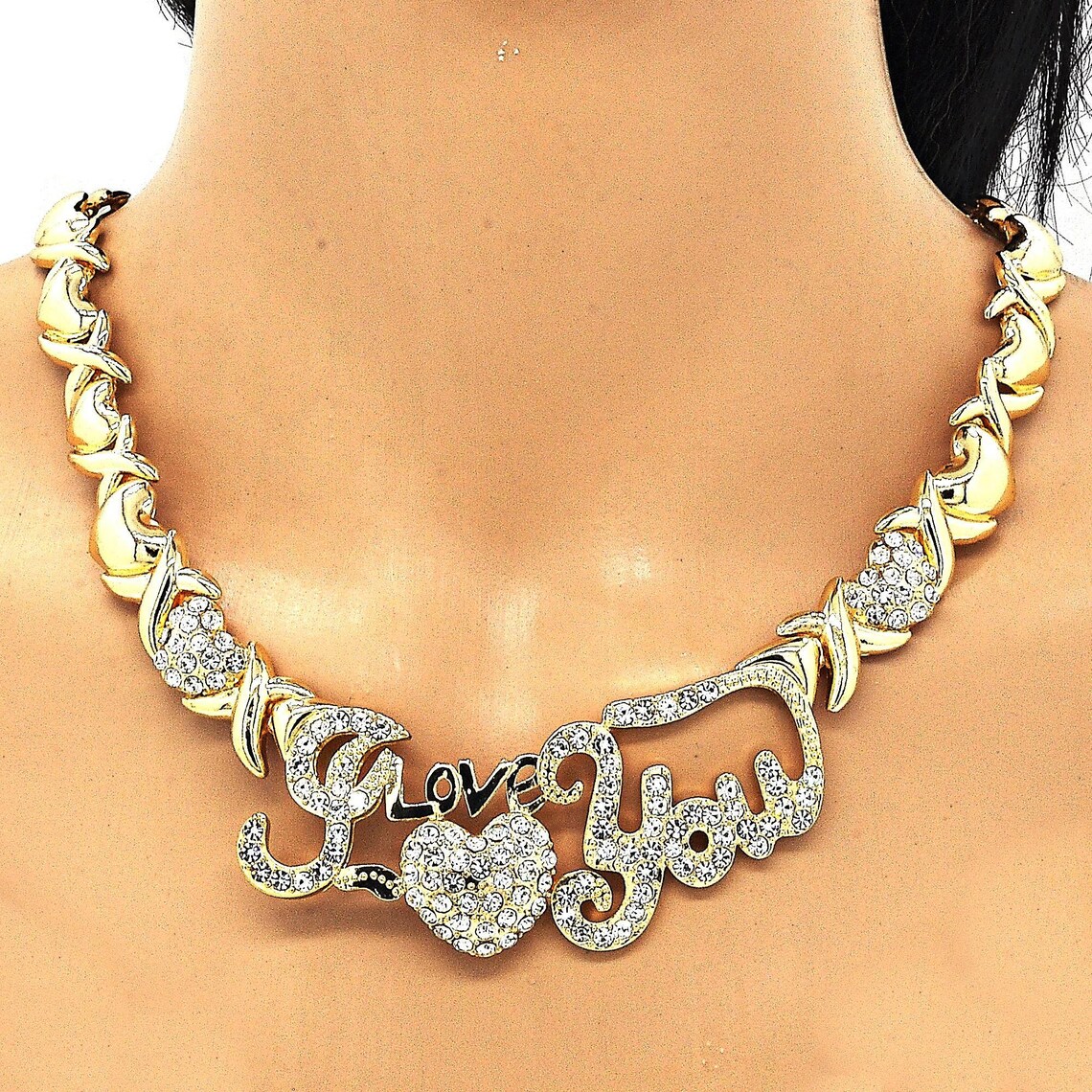I love You XO Gold Layered Necklace set with Bracelet and Etsy
