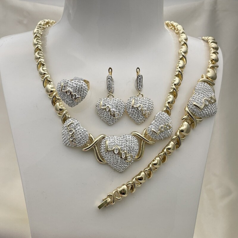 Hugs & Kisses Gold Filled Teddy Bear Jewelry Set - Necklace, Bracelet, Earrings, Ring (Size 8) - View #6